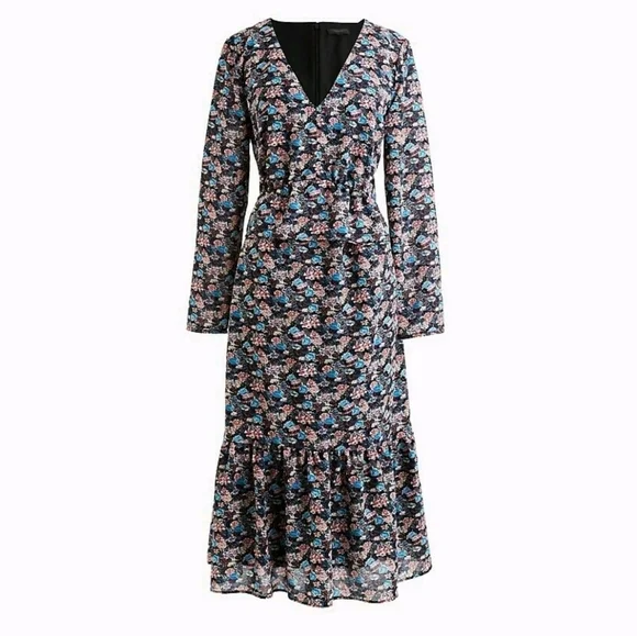 J. Crew Multicolor Floral Long Sleeve Dress - Picture 2 of 14